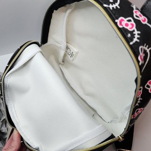 NWT Hello Kitty Mini Backpack | Black White Pink | Adjustable Straps Zippers PU - Picture 4 of 11